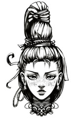 Cute girl with a big braid 