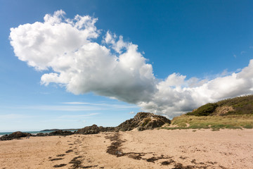 Cloud formation over  Llanddwyn island, Anglesey, Gwynedd, Wales, United Kingdom