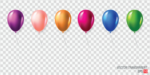 Colorful air balloons isolated on transparent background - obrazy, fototapety, plakaty