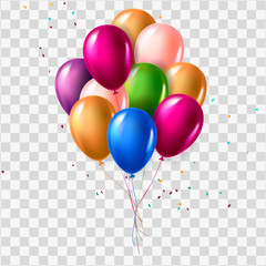 Colorful air balloons isolated on transparent background © vectorizer88