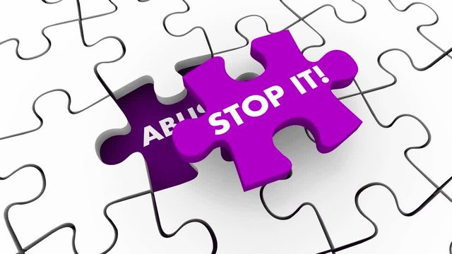 Abuse Violence Mistreatment Stop It Puzzle Pieces 3d Animation