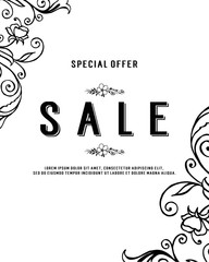 Sale with floral hand drawn design vector illustration