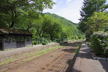 山間にあるローカル線の駅
