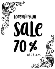 Hand drawn lettering sale with floral vector illustration