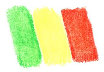 Pastel drawing Colors of the flag of Mali without borders