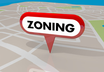 Zoning Ordinance Building Zones Map Pin 3d Illustration - obrazy, fototapety, plakaty