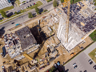 Fototapeta premium aerial photography of industrial area. new apartment building under construction