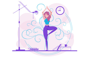 Cute girl practicing yoga