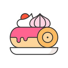 swiss roll, sweets and pastry set, filled outline icon