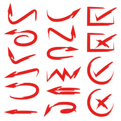 red arrows and check marks