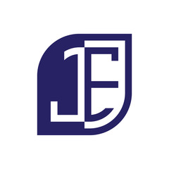 JE initial letter emblem logo negative space