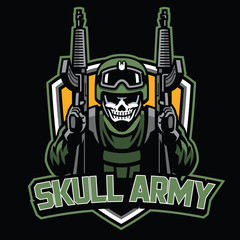 badge of skull soldier mascot