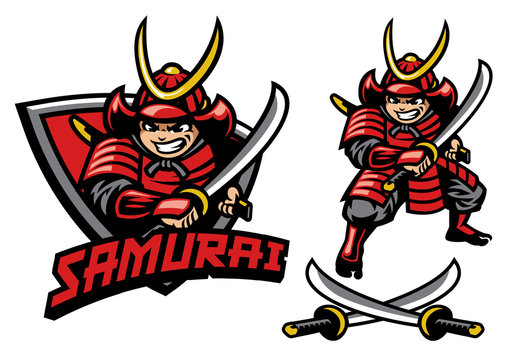 cartoon style of samurai warrior mascot