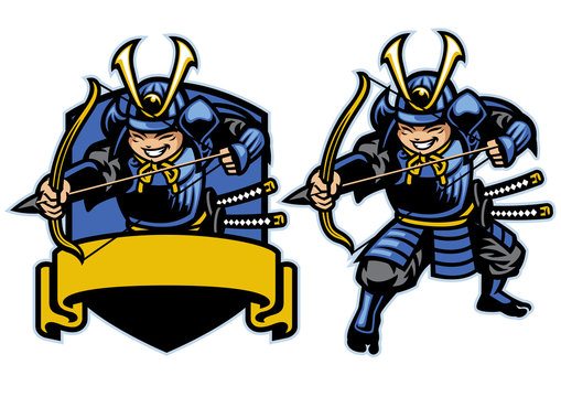 samurai ronin warrior archer mascot set