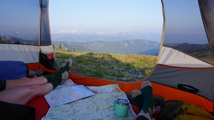 View from tent, Olympic National Park, Washington