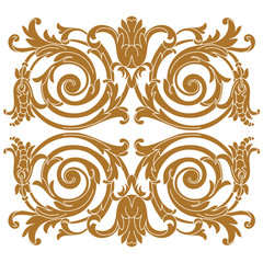 Golden vintage baroque ornament, corner. Retro pattern antique style acanthus.