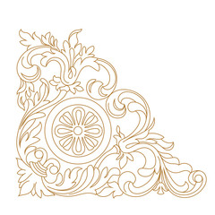 Golden vintage baroque ornament, corner. Retro pattern antique style acanthus.