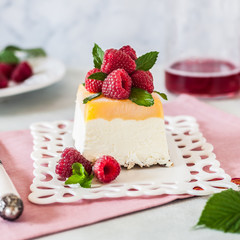 Lemon Semifreddo with Raspberries