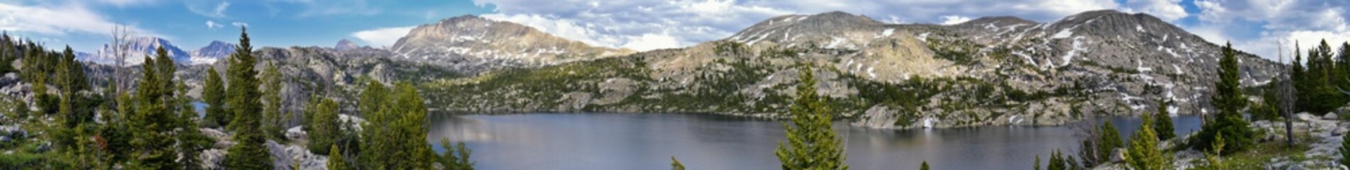 Wind River Range, Rocky Mountains, Wyoming, views from backpacking hiking trail to Titcomb Basin from Elkhart Park Trailhead going past Hobbs, Seneca, Island, Upper and Lower Jean Lakes as well as Pho