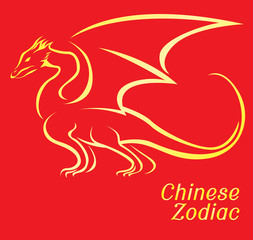 Chinese Zodiac Set Dragon Vector Illustration