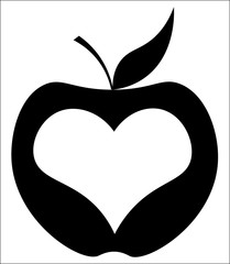 apple with heart in the center, new york minimalist logo