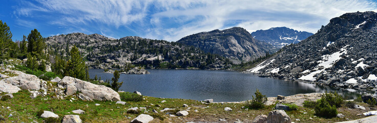 Wind River Range, Rocky Mountains, Wyoming, views from backpacking hiking trail to Titcomb Basin...