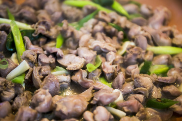 Fried Chicken giblets in Korean style which is called the Dak-ttongjip