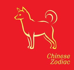 Chinese Zodiac Set Dog Vector Illustration