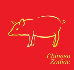 Chinese Zodiac Set Pig Vector Illustration