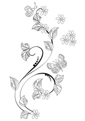 swirl floral twig for your coloring book