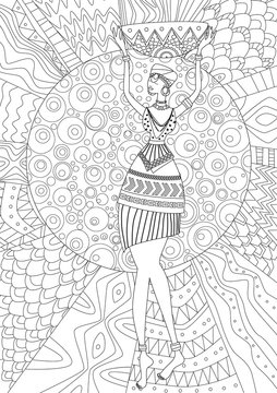 fashion african woman for your coloring book