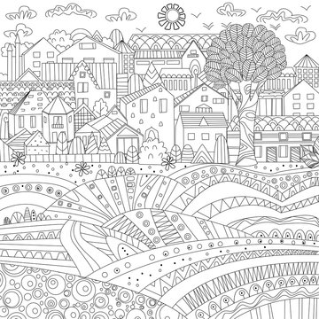 fancy cityscape for your coloring book