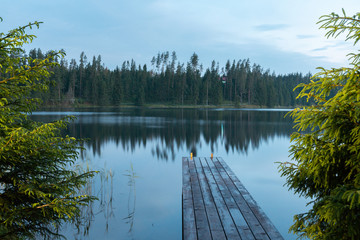 Dawn on the Uzhin Lake