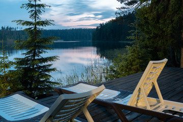 Dawn on the Uzhin Lake