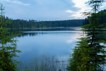 Dawn on the Uzhin Lake