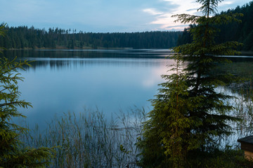 Dawn on the Uzhin Lake