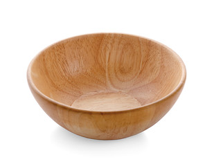 wood bowl on white background