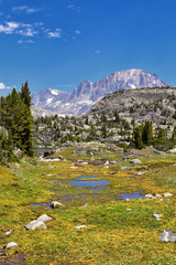 Wind River Range, Rocky Mountains, Wyoming, views from backpacking hiking trail to Titcomb Basin...