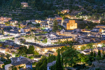 Naklejka premium Village of Esporles in a valley of the Serra de Tramuntana in Mallorca