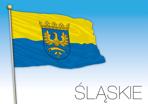Slesia flag, European region, vector illustration