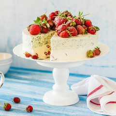 Strawberry and Basil Ice Cream Cake