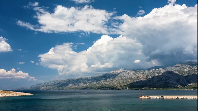 Croatian Town of Vinjerac and Paklenica national park on Velebit mountain, time lapse