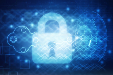 2d illustration Safety concept: Closed Padlock on digital background