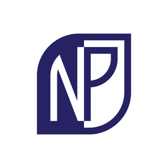 NP initial letter emblem logo negative space