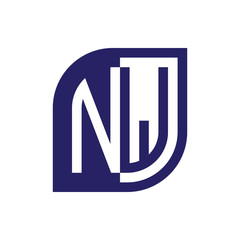 NW initial letter emblem logo negative space