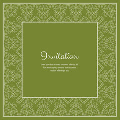Abstract ornamental lace frame for greeting card or invitation. Vector Illustration