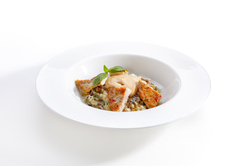 Tasty meal served in bowl