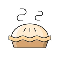 hot apple pie, sweets and pastry set, filled outline icon