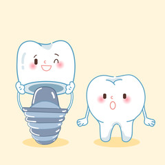 cute cartoon implant tooth