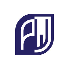 PW initial letter emblem logo negative space